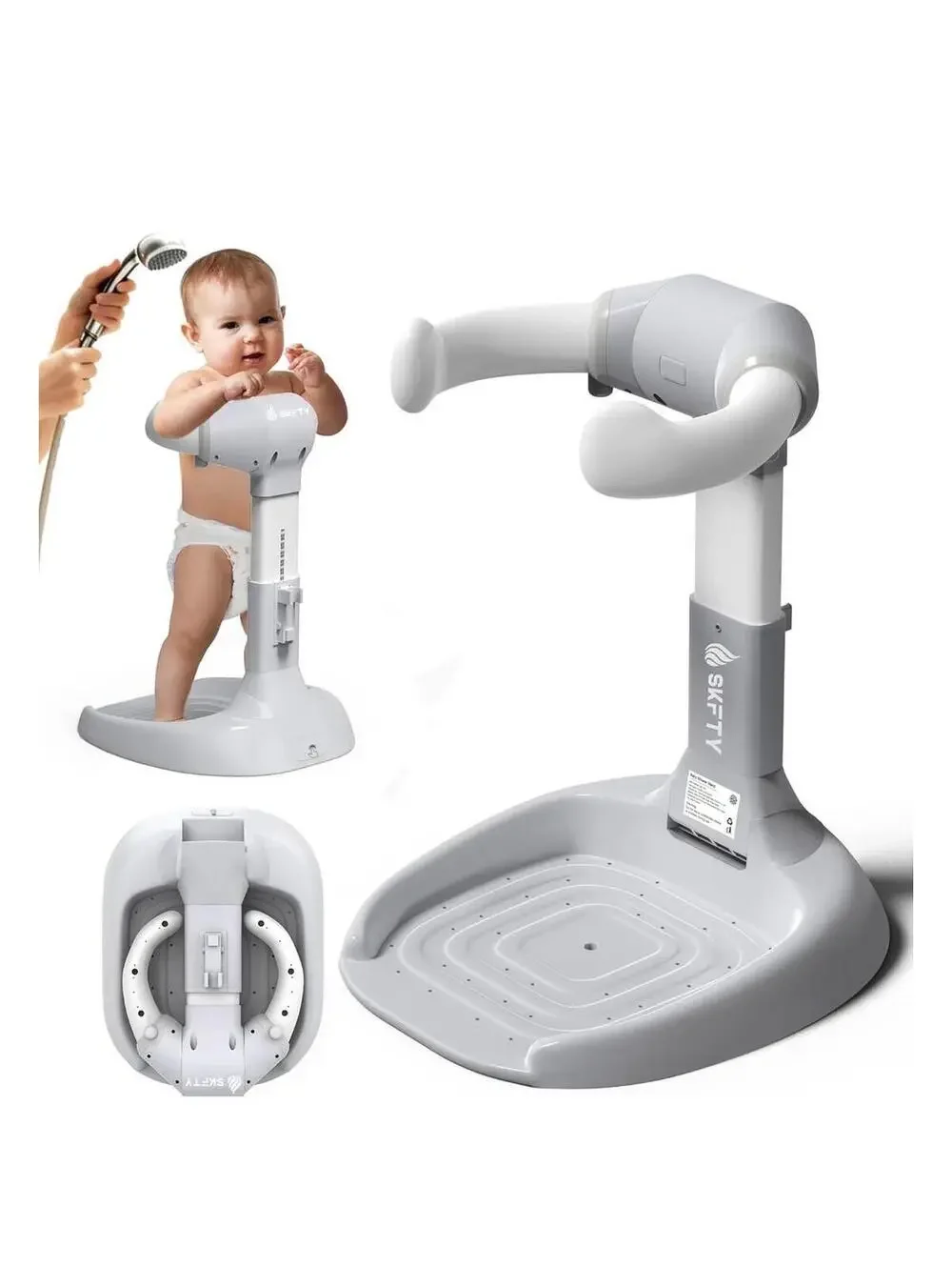 Adjustable Baby Shower Stand Support with Anti-Slip Base and Drainage